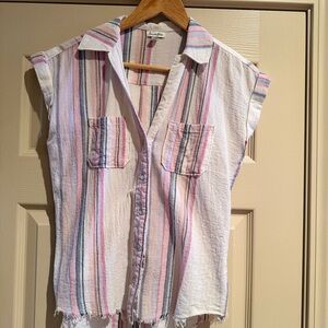 love, Fire Multicolor Striped Button-Down Shirt